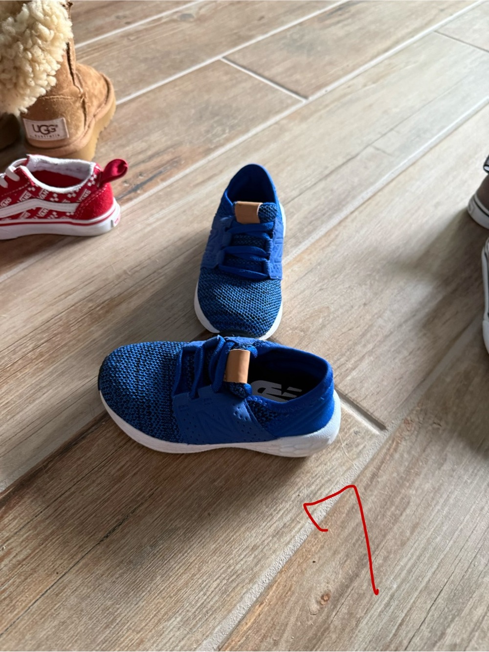 New Balance Royal Blue Knit Kids Sneakers with White Sole